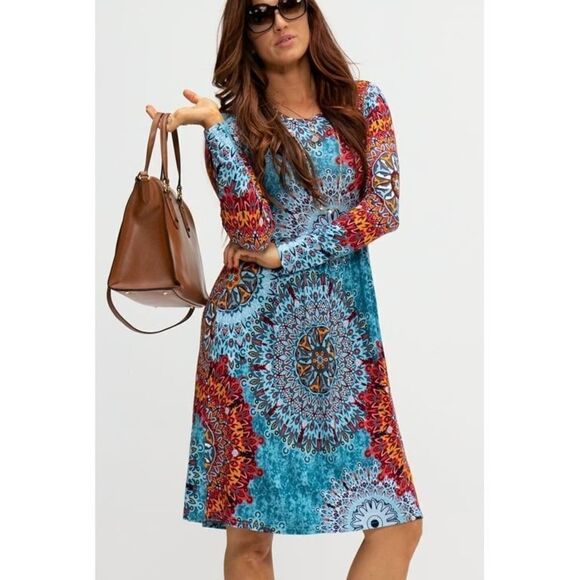 NWT DB Moon Pullover Jersey Shift Dress Boho Soft & Comfy Multi 3XL - Picture 15 of 15